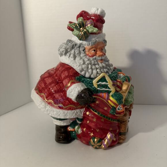 FITZ & FLOYD Saint Nicholas Christmas holiday ceramic cookie jar 10 in - Picture 3 of 8